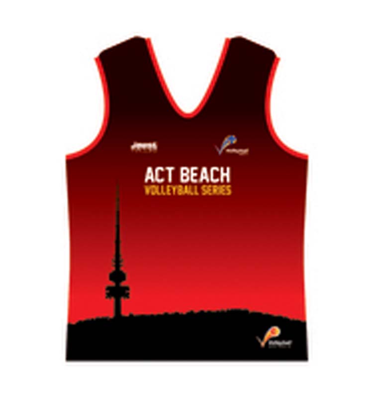 Volleyball-ACT-Beach-Series-Mens-Singlet---Red/Black