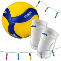 Mikasa V200w FIVB Match Ball - Joust X2 Knee Pads Bundle